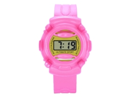 Reloj Electrónico Digital Para Niños Con Dial Redondo Pulsera Rosa