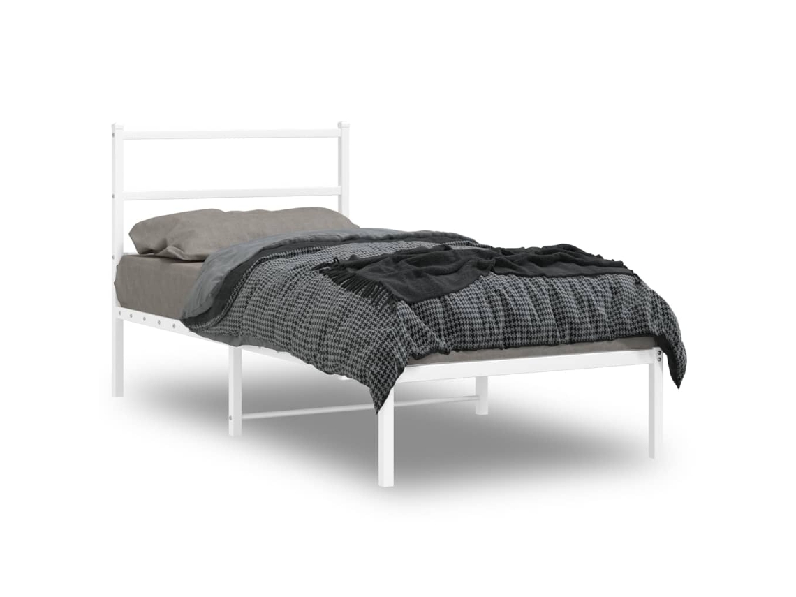 Estrutura De Cama Com Cabeceira 90x200 Cm Metal Branco