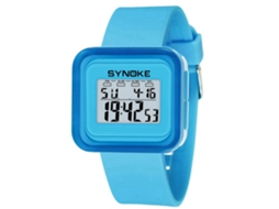 Relógio esportivo eletrônico Synoke para estudantes e crianças, design simples e moderno, azul.