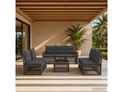 Vidaxl Conjunto De Sofá De Jardim 8 Unid. Cinza E Cinza Escuro Vime Pe