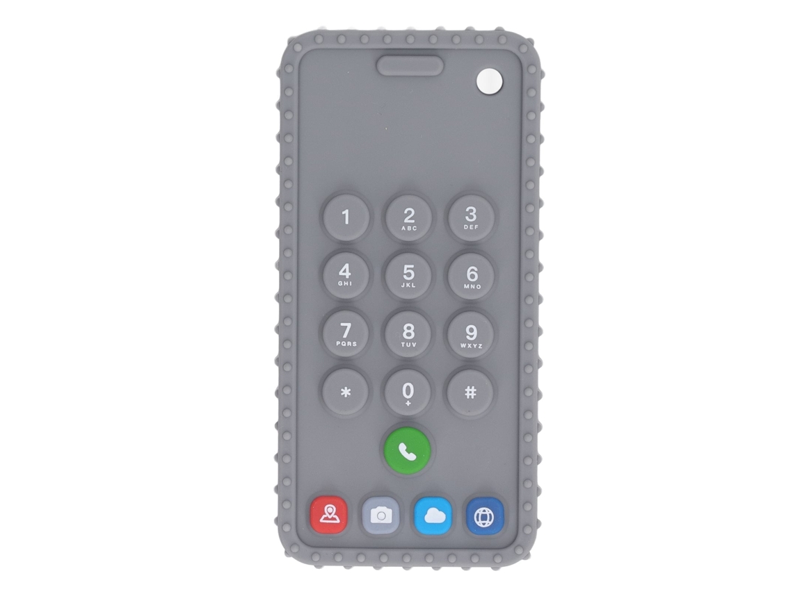 Primerox chupeta em Forma de Telefone Silicone Macio Brinquedo Sensorial Bebe Cor Vibrante Cinza