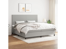 Vidaxl Cama Com Molas/colchão 200x200 Cm Tecido Cinza-claro