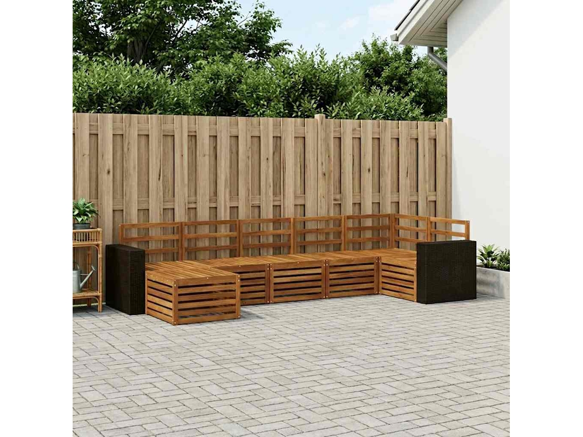Vidaxl Conjunto De Sofás Para Exterior 7 Unid. Natural