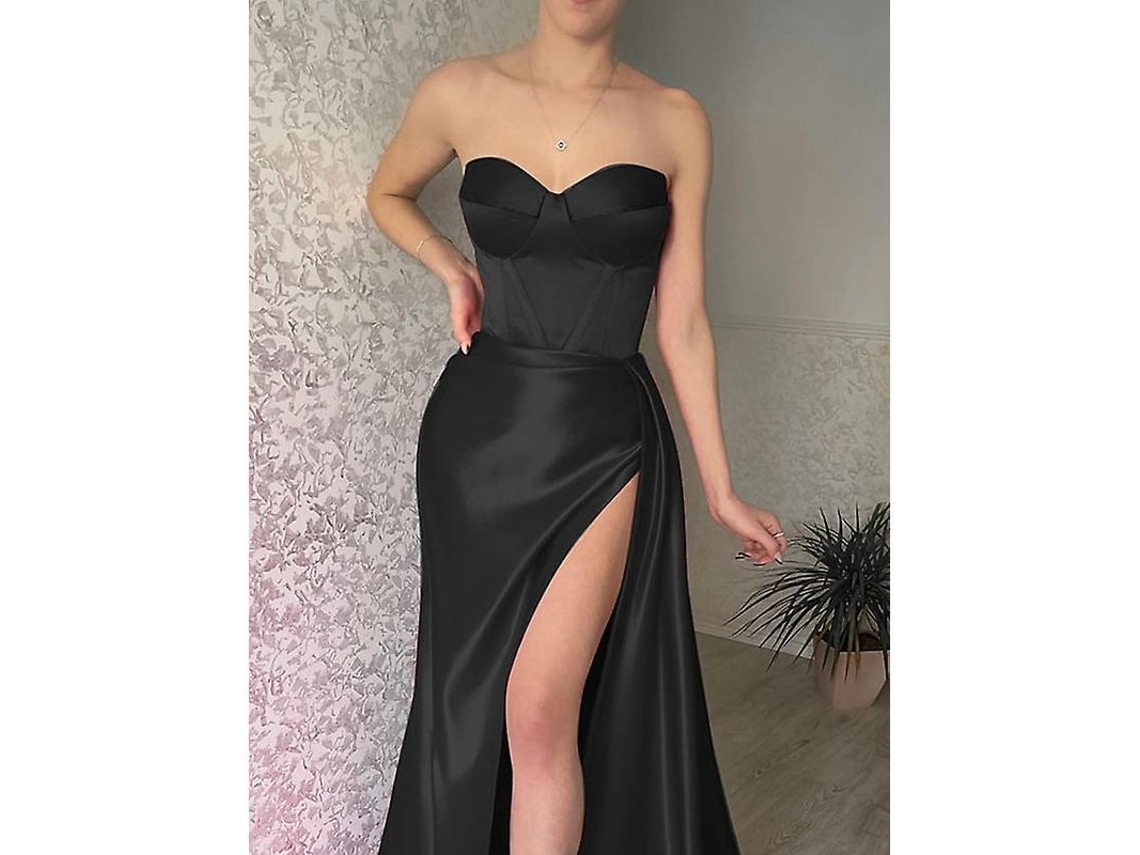 2026 vestido Satinado para Mulher Sem Mangas Sem Látex Midi Slim com Babados para Festa Ocasião de Inverno Outono