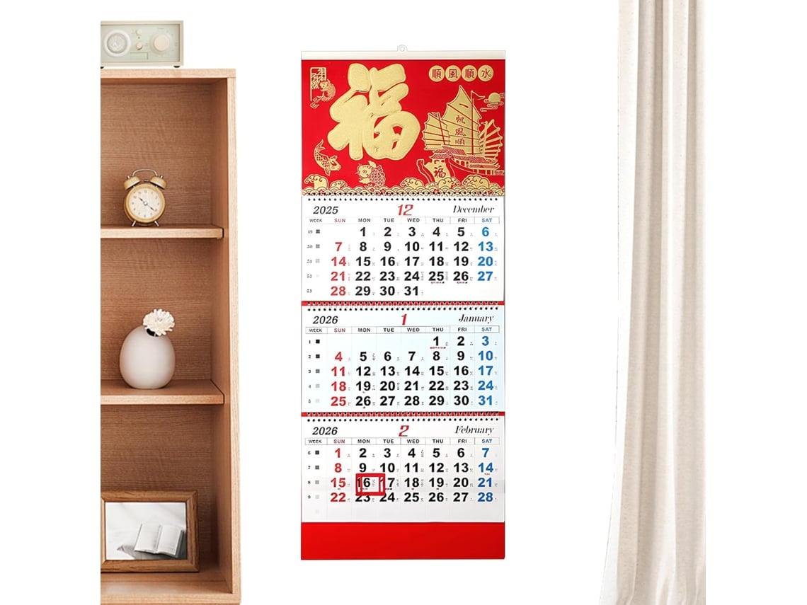 83 X 33 Cm, Planejador Mensal Dobrável Em 4 Partes, De Para Pendurar, Calendário De Parede 2026, Escola, Casa