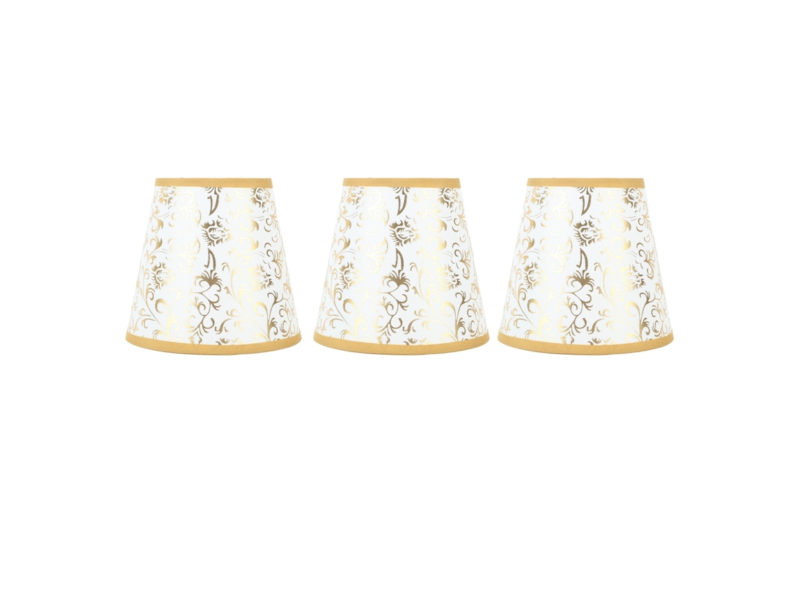 3 Abajures de Tecido Moderno E14 Clip On para Lustre Mesa Lâmpada Ouro