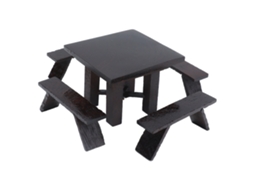Mali conjunto Mesa e Bancos Miniatura Casa de Bonecas 1:12 Madeira Blackwood Decoração