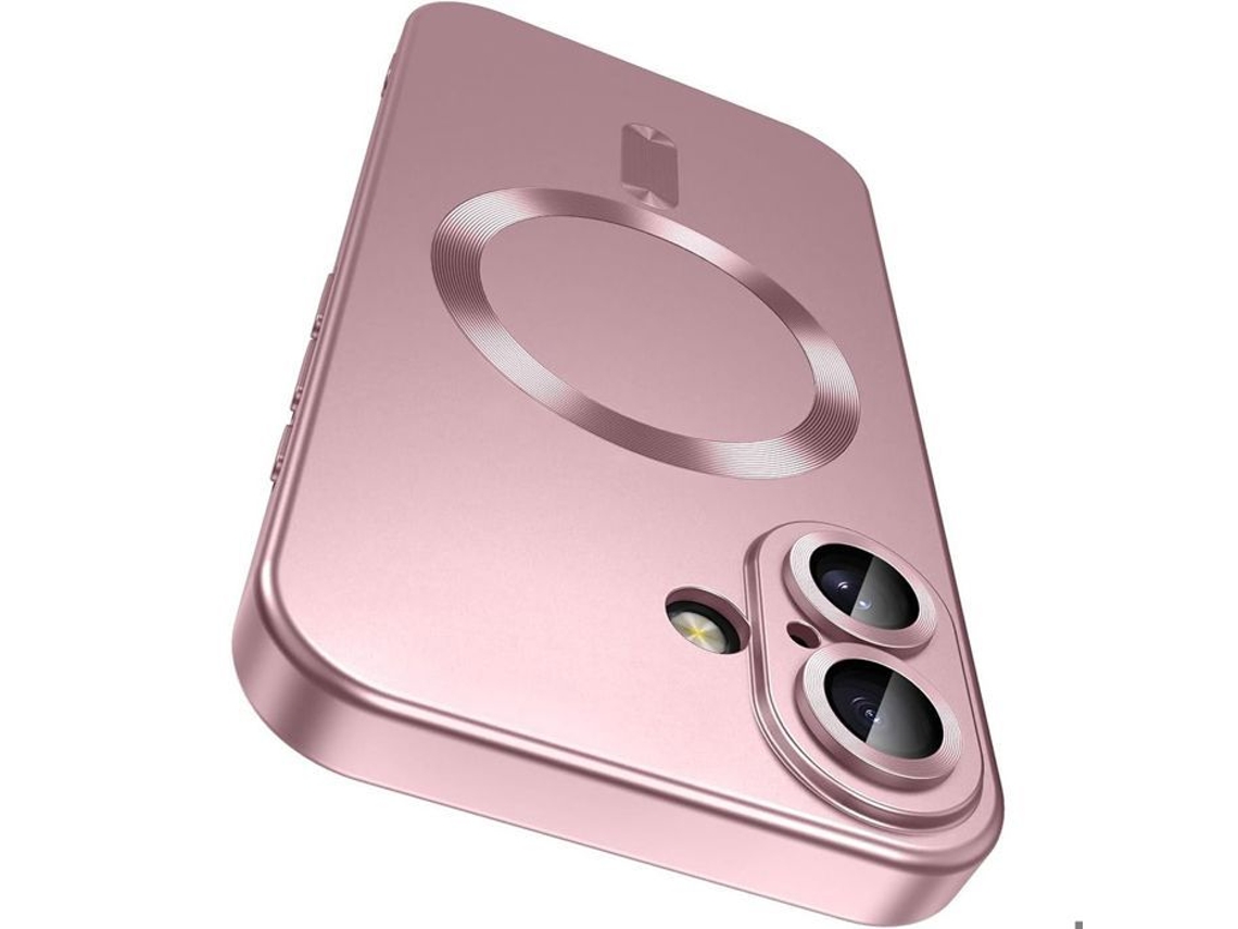 Capa Protetora - E.f.connection - Para Iphone 17 - Silicone Líquido Com Anel Magnético Rosa