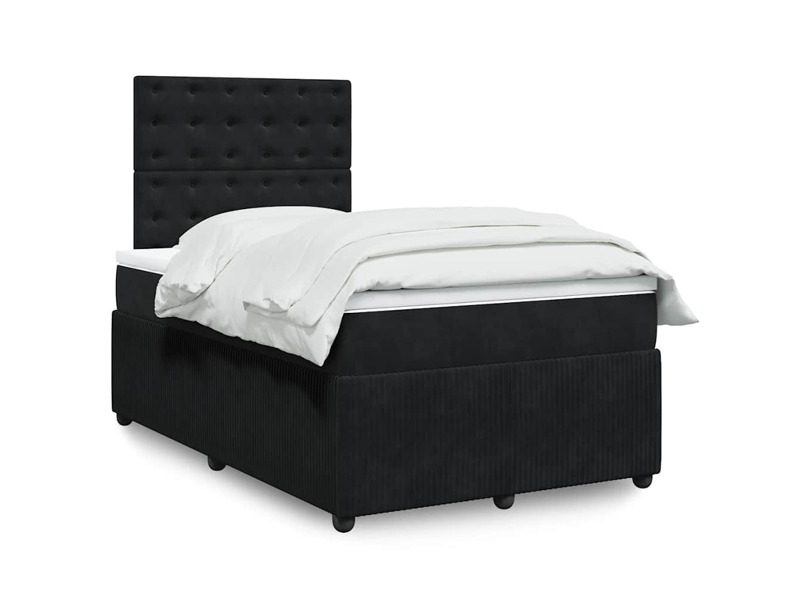 Vidaxl Cama Boxspring Com Colchão 120x190 Cm Veludo Preto