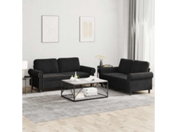 Vidaxl 2 Pcs Conjunto De Sofás Com Almofadões Veludo Preto