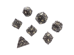 Primerox conjunto de 7 Dados Poliédricos de Latão Oco com Revestimento para Jogos de Tabuleiro