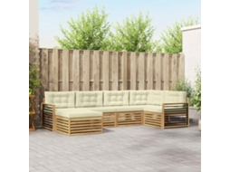 Vidaxl Conjunto De Sofás Para Exterior 6 Unid. Branco E Creme