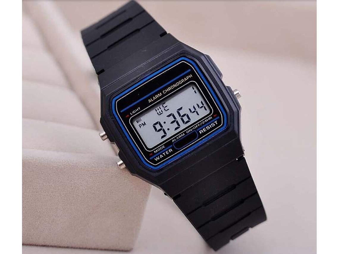 Relógio Digital Led Masculino (preto) Com Visor Quadrado De Silicone.