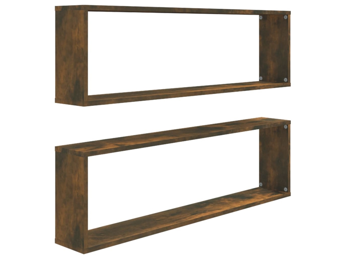 Wall Cube Shelf, Wall Cube Shelves Vidaxl Marrom Madeira Processada (100 X 15 X 30 Cm)