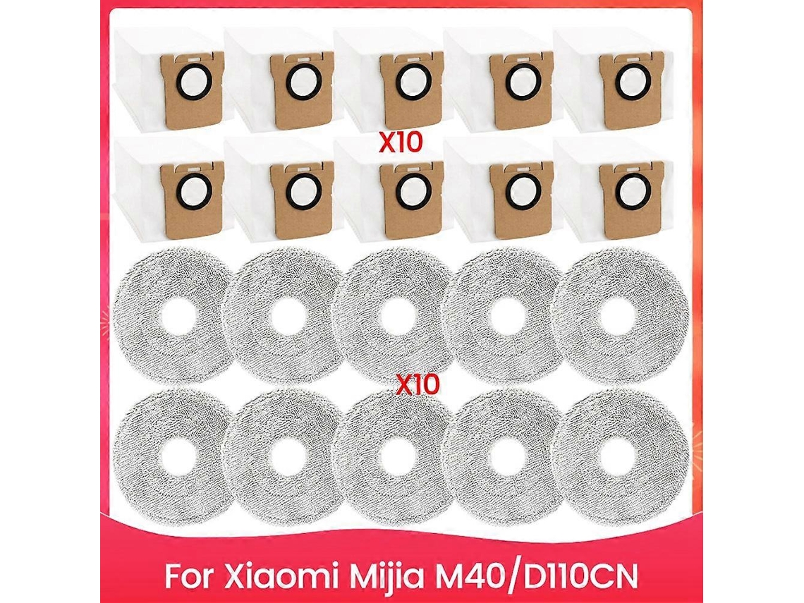 20pcs Vacuum Dust Bag And Mop Cloth Set For M40 D110cn Vacuum Cleaner Replacement Parts