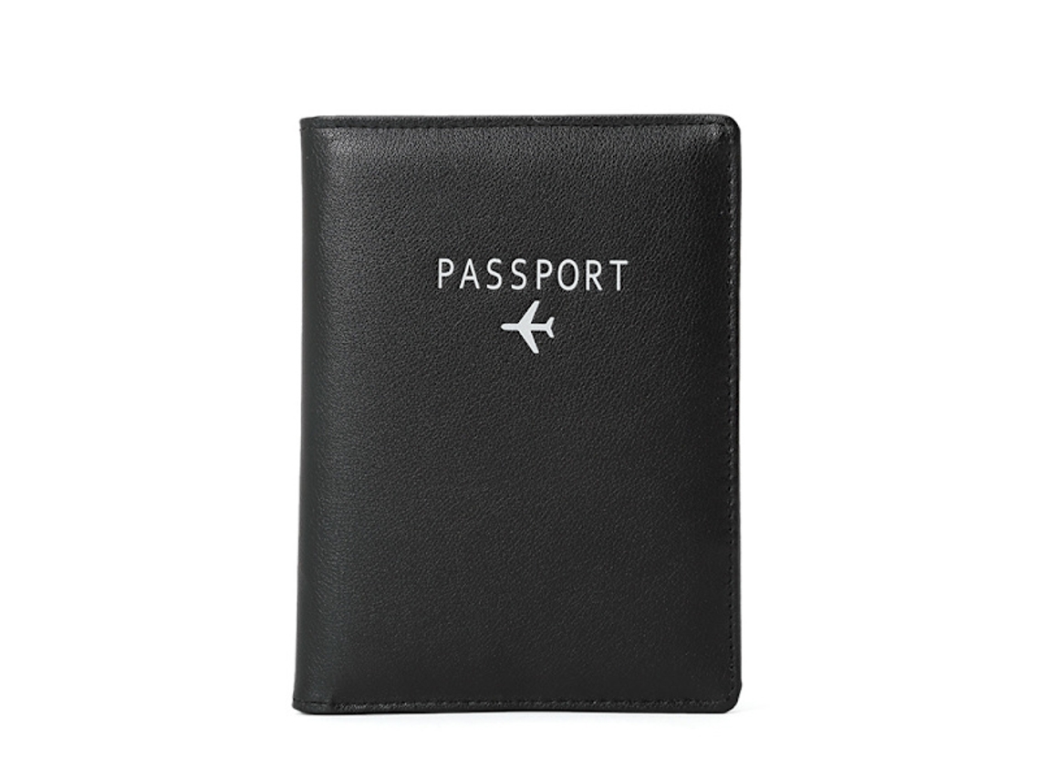 Porta-passaporte Em Couro Pu, Com Compartimento Para Identificação Rfid, Preto
