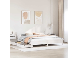 SYFAX™ Cama Sem Colchão 180x200 Cm Madeira de Pinho Maciça Branco