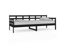 Sofá cama 80x200 Cm Madeira de Pinho Maciça Preto MAISON EXCLUSIVE