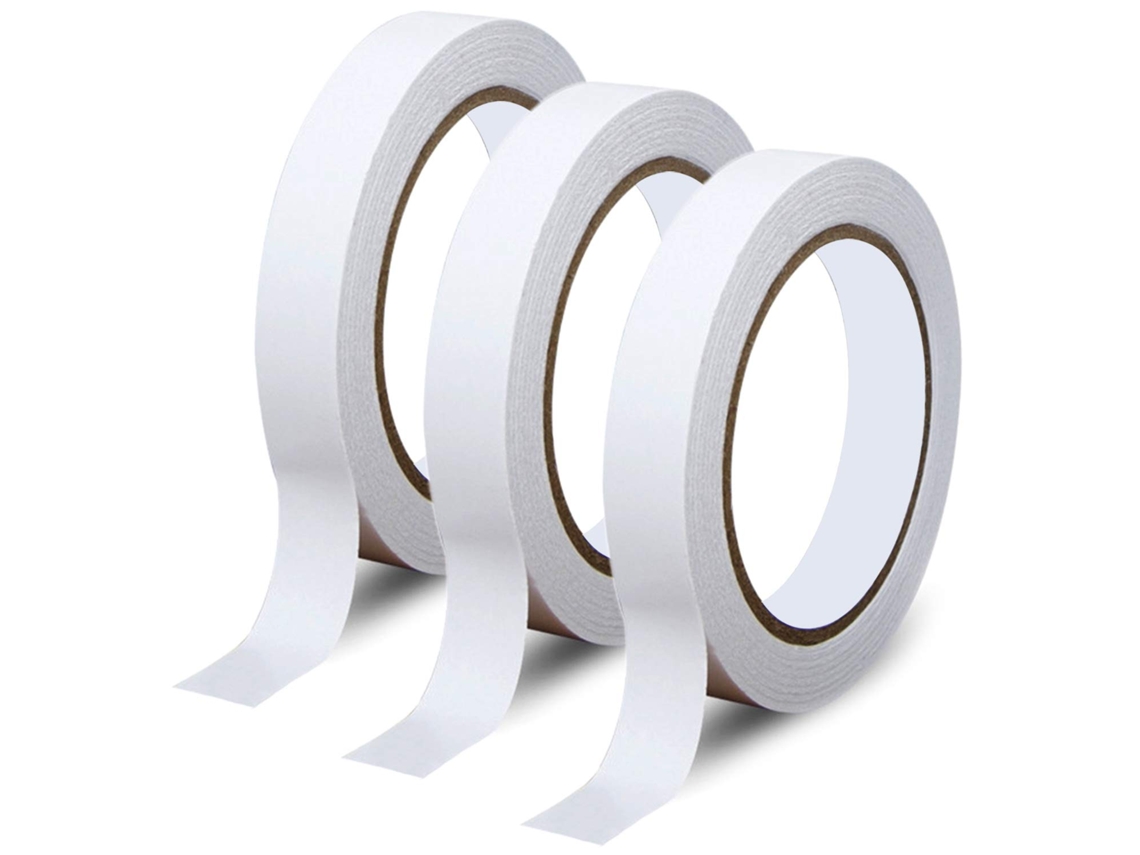 Conjunto de 3 Rolos de Fita Dupla Face, Fita Resistente para Escritório, Trabalhos Manuais e Artesanato, 8m BRILVIBERA