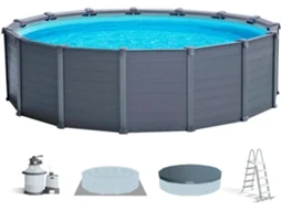 Piscina Desmontável Redonda INTEX Graphite Gray (478x124 cm)