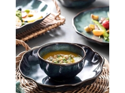 Tigela Grande De Cerâmica Esmaltada Verde, Tigela Funda Para Macarrão Ramen, Sopa Quente E Cereais.