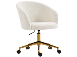 Cadeira De Escritório Ergonômica Com Altura Ajustável, Assento Giratório, Base De Aço, Cor Creme.