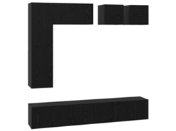 Conjunto de Móvel de Tv 8 Pcs Carvalho Preto Madeira Processada MAISON EXCLUSIVE