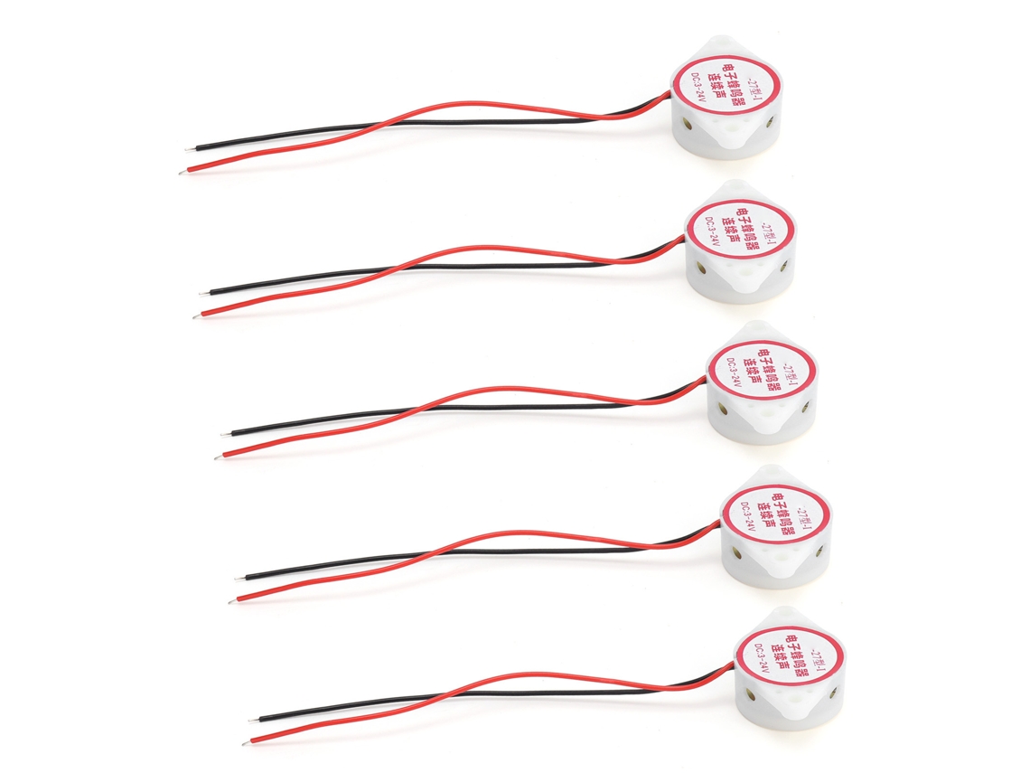 Alarme Buzzer 5pçs 95db Contínuo 3-24v Branco