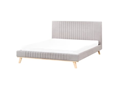 Cama Beliani Talence De Chenilla Gris 177x218x106