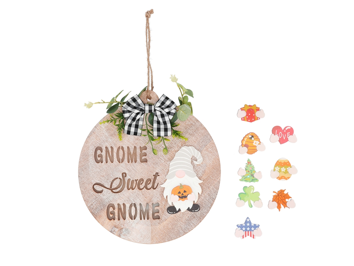 Placa de boas-vindas de Natal em madeira, decorativa, para porta e parede, DIY, com luz amarela quente | S/MARCA
