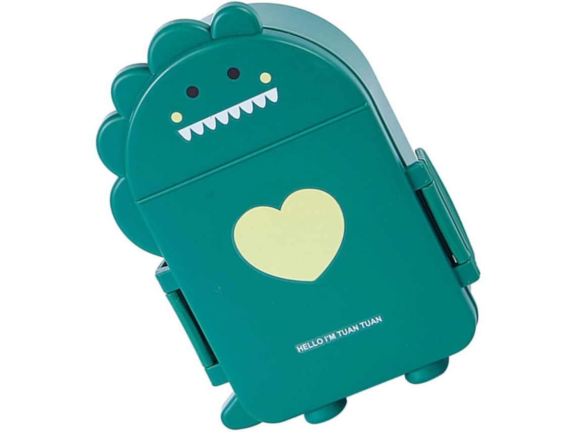 Recipiente Bento Dinossauro 800ml Pp Com Talheres, 1-unidade