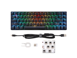 Lurelia Teclado Mecânico Sem Fio 2.4g Preto Com 68 Teclas, Retroiluminação Rgb Dinâmica, Gamer Sem Fio Para Windows Com Switches Pretos.-aqu