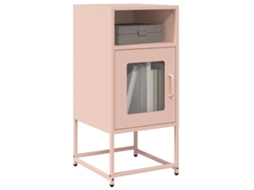 Vidaxl Mesa De Cabeceira 36x39x78 Cm Aço Laminado A Frio Rosa