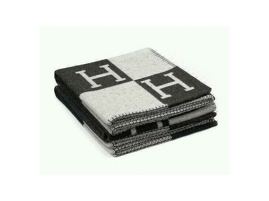 Cobertor Estilo Malha Jacquard, Macio E Quente Noir Et Blanc Fausse Laine Et Cachemire, Ideal Para Presentear Com Usos Versáteis