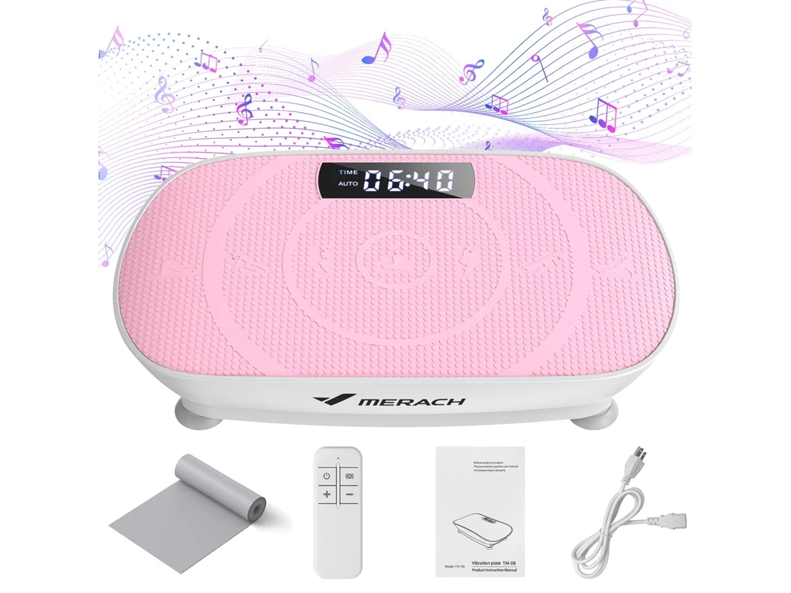 Plataforma vibratória potente MERACH para treino corpo inteiro, desenvolvimento muscular, tonificação, controle automático, plataforma vibración adelgazar