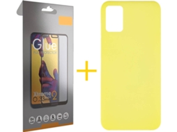 Kit Capa e Película Samsung Galaxy A51 SKYHE Full Silicone Líquido (Amarelo)