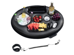 Suporte Inflável Para Copos De Piscina, Barra Flutuante Com 9 Furos E Corda De Puxar, Bandeja Grande 2 Em 1 Para Piscina, Suporte Portátil Para Copos