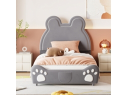Cama Ursinho 90x200cm Veludo Suave Cinza Criança