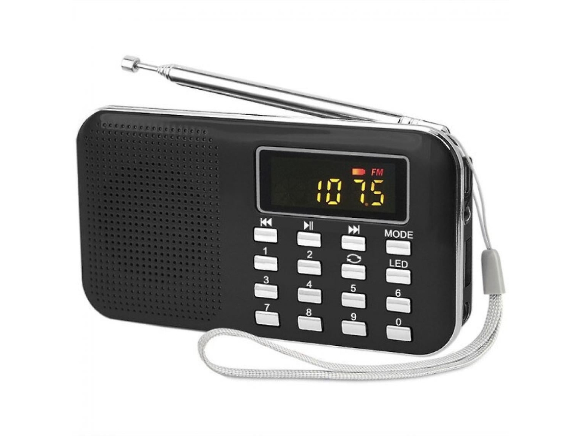 Lurelia Rádio Portátil Com Fm/am, Leitor Mp3, Bateria Recarregável, Fm 87-108 Mhz, Preto