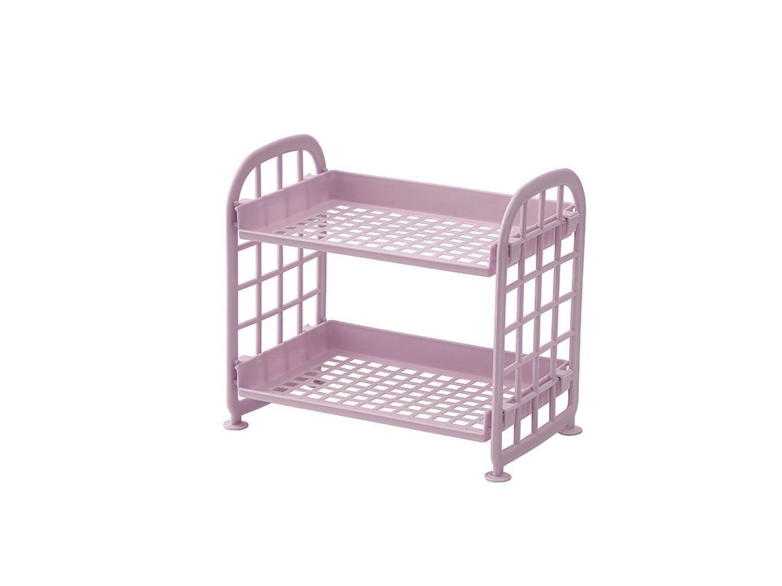 2026 estantería Doble Capa Plegable Baño Abs Organizador Maquillaje Cocina 21,5x14x20,5cm Morado
