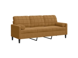Maison Exclusive - Sofá 3 Lugares C/ Almofadas Decorativas 180 Cm Veludo Castanho