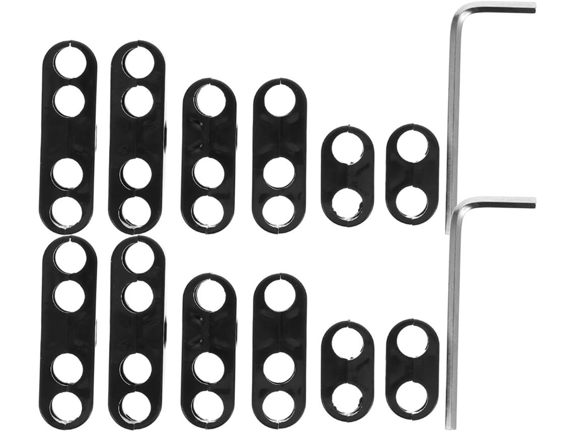 Conjunto de 14 guias para cordão de ignição de vela, em plástico e aço inoxidável.