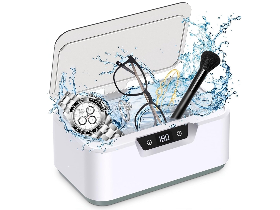 Limpador Ultrassônico de Joias: Limpador Ultrassônico de Anéis, Limpador Sônico de 48 Khz para Colares JYTGALX (branco)