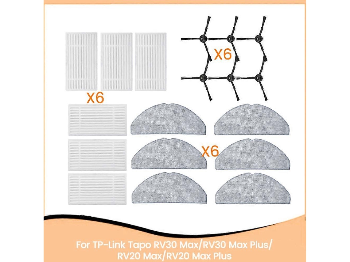 Escova Lateral 18pcs, 18pcs Para Tp-link Tapo Rv30 Max/rv30 Max Plus/rv20 Max/rv20 Plus Aspirador Peças, 18 Unidades
