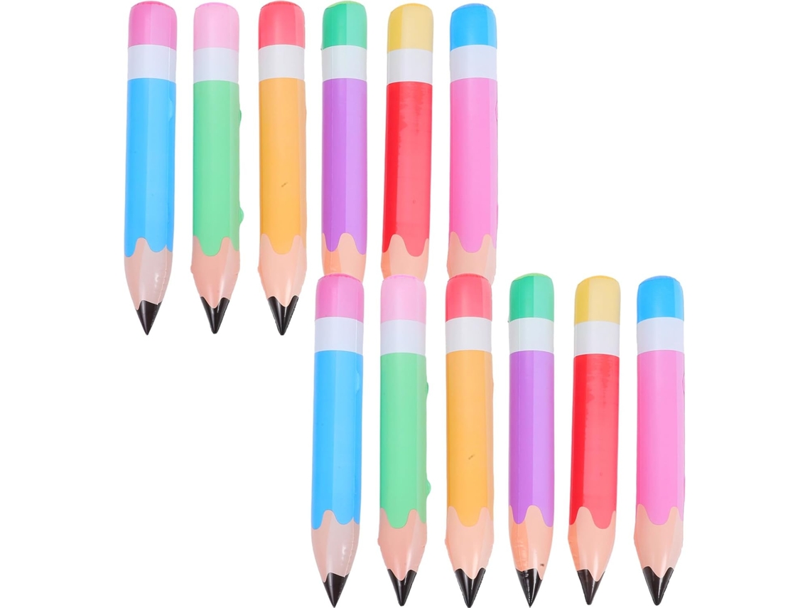 12 Lápis Infláveis Gigantes Para Decoração Escolar, 12 Peças Nas Cores Laranja, Rosa, Azul, Roxo, Verde E Vermelho 12 Lápis Infláveis G Gokoco