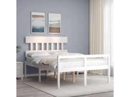 Vidaxl Cama Para Idosos Com Cabeceira 140x190 Cm Madeira Maciça Branco