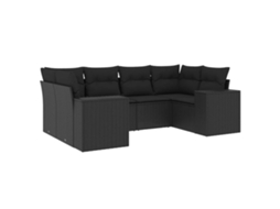 Conjunto de 6 Sofás de Jardim com Almofadas Vime Pe Preto MAISON EXCLUSIVE (N/A)