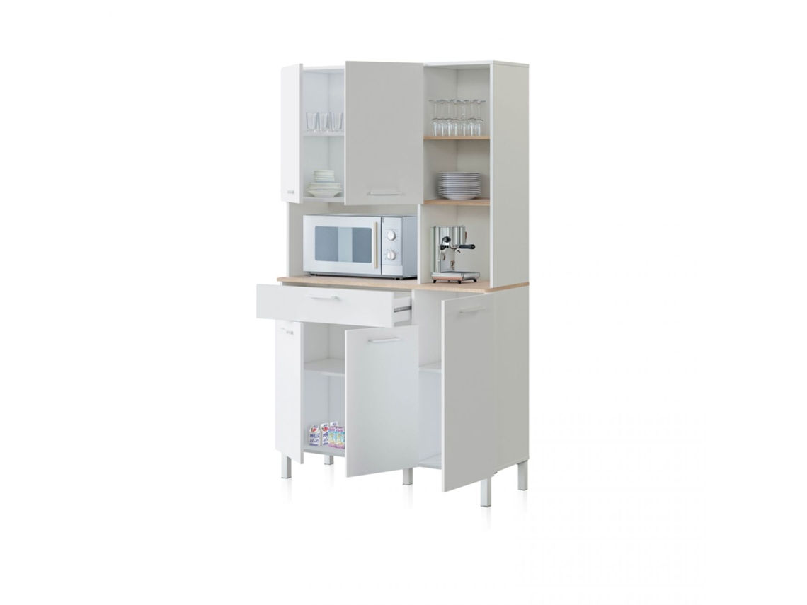 Armário De Cozinha Com 5 Portas E 1 Gaveta, 108 X 186 Cm, Colin Artik White (branco Mate) - Carvalho Canadiano 108 X 186 X 40 Cm