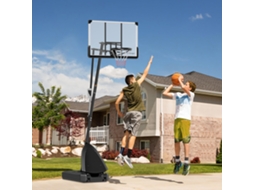 Cesto de Basquete Externo com Altura Regulável em 16 Níveis , Base Recarregável e Rodas Integradas Cor Preta (150 a 305 Cm)