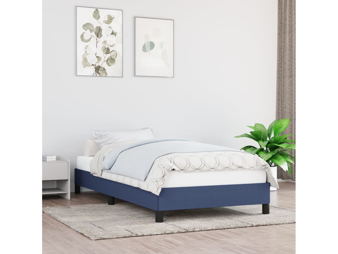 Estrutura De Cama Sem Colchão 90x190 Cm Tecido Azul